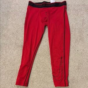 Nike Red Compression Tights with Black Trim